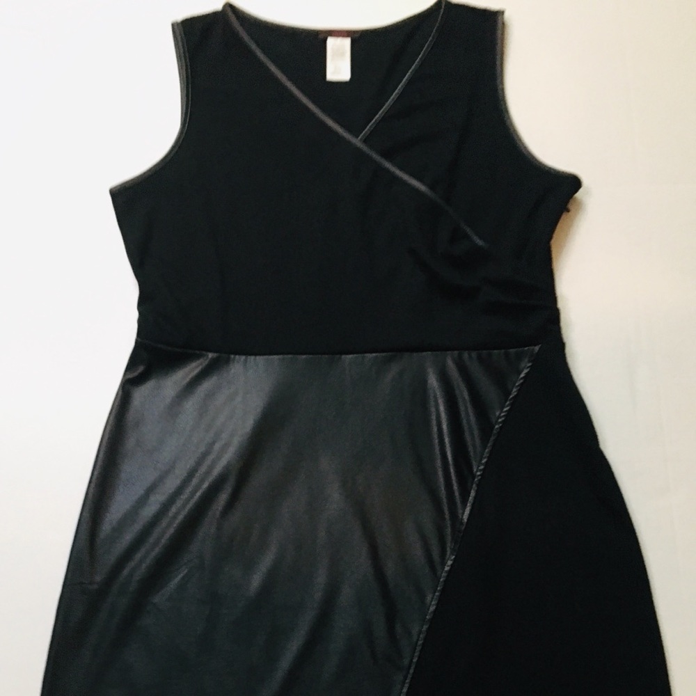 MARK. Black Faux Leather Sleeveless Dress